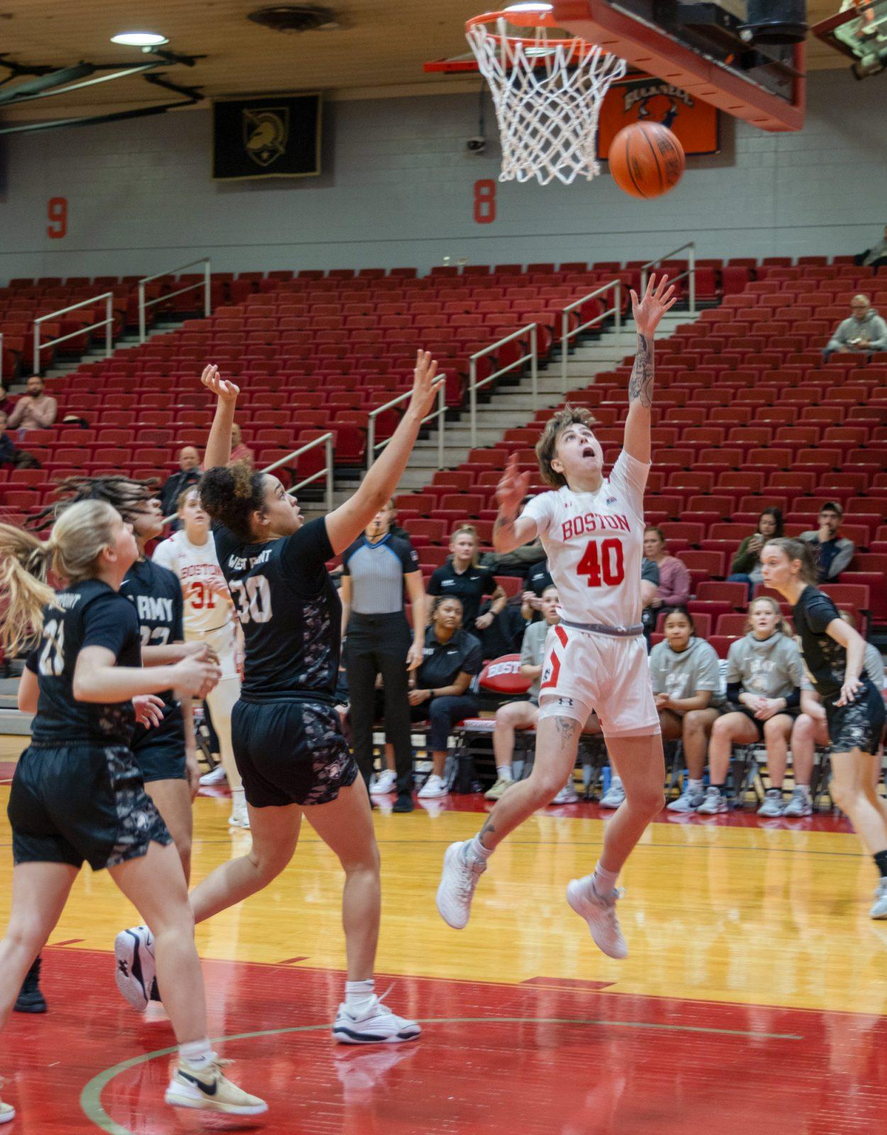 Senior guard Sophie Beneventine (40) goes for a layup in a game against Army on Wednesday. The Terriers triumphed over the Black Knights 72-64.KATE KOTLYAR/DFP PHOTOGRAPHER