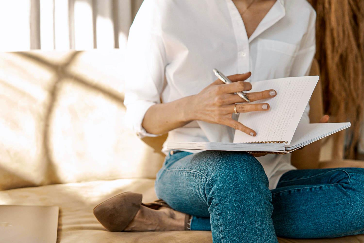 A writer. Samantha writes about the meditative process of writing every day to disentangle complicated thoughts and feelings. COURTESY OF MATHILDE LANGEVIN VIA UNSPLASH