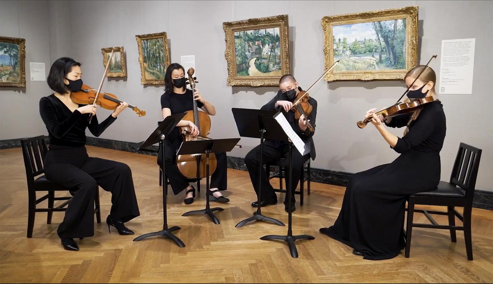 Cramer Quartet. The Museum of Fine Arts hosted an “Art in Tune” virtual event Tuesday, during which musicians performed original or classical works inspired by exhibitions at the museum. THALIA LAUZON/ DAILY FREE PRESS STAFF