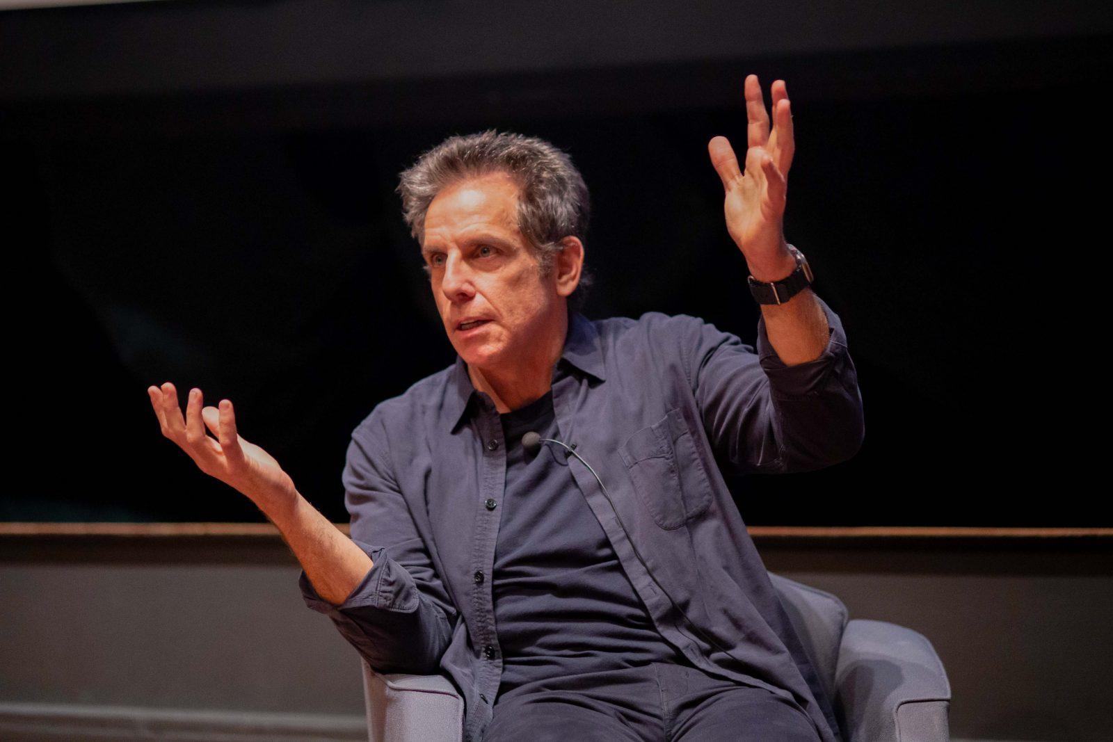 Ben Stiller speaks to audience members at the Tsai Performance Center on Friday. “An Evening with Ben Stiller” was a sold-out screening and Q&A with Stiller hosted by Boston University’s Film and Television department. MAGDALENA LAZOWSKI/ DFP PHOTOGRAPHER