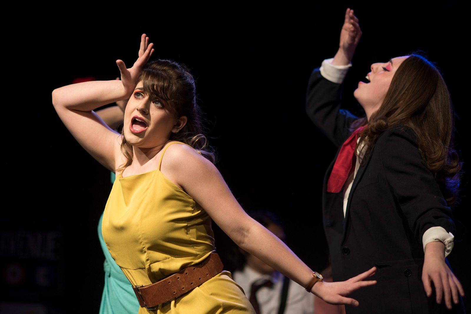 Maddy Schmidt, who plays Marta, performs at the dress rehearsal of Boston University On Broadway production of “Company.” The show runs Thursday through Saturday at the Student Theater at Agganis Arena. LEXI PLINE/ DFP STAFF