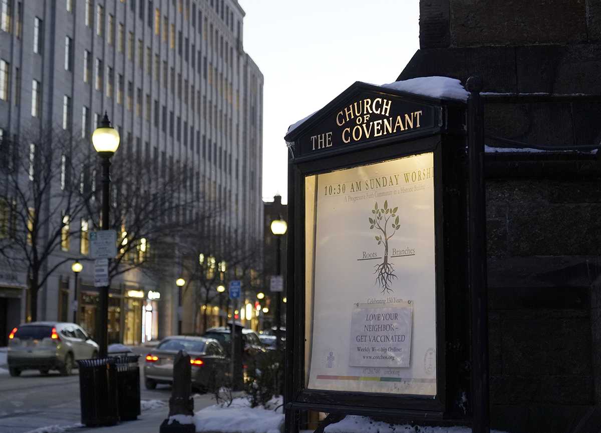 The Church of the Covenant, which houses the Women’s Lunch Place shelter on Newbury Street. The WPL is a day-shelter which provides breakfast and lunch to anyone who identifies as a woman and fosters a women-centric community. HUI-EN LIN/DFP STAFF