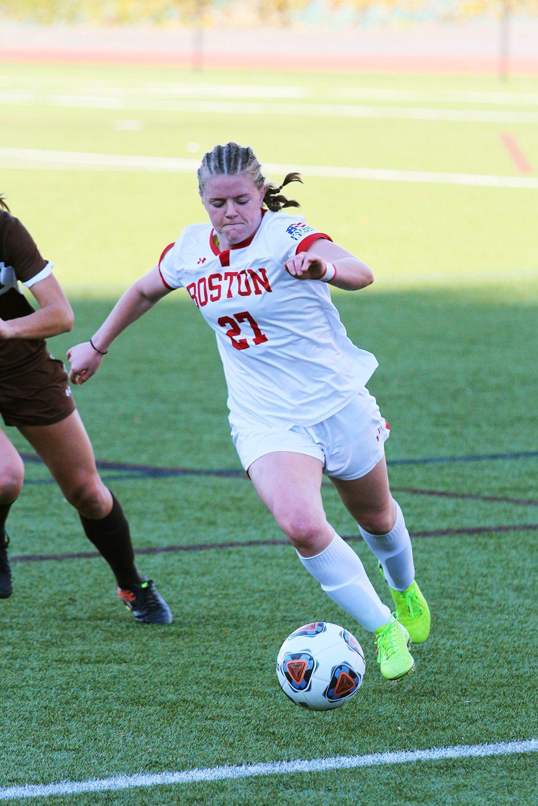 Junior forward Anna Heilferty in a game against Lehigh University on Nov. 4. Heilferty looked most likely to break the deadlock for BU in their loss to Bucknell University on Saturday. MADDIE EPPERSON/ DFP FILE