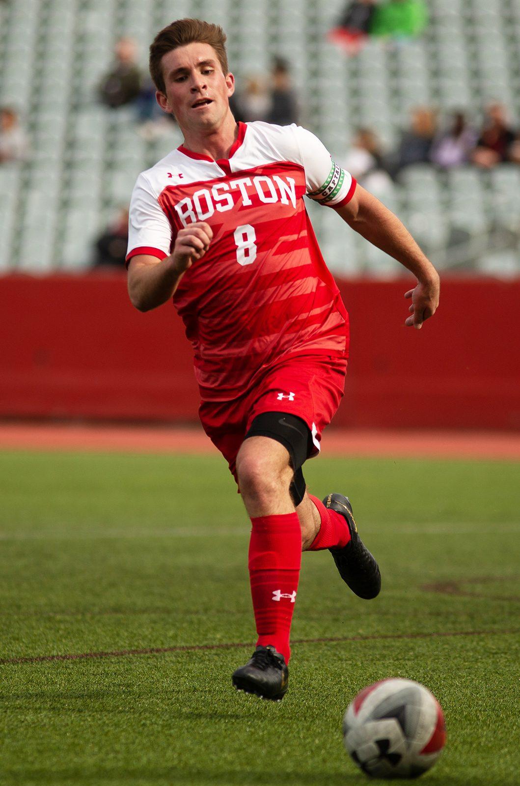 Senior forward Matt McDonnell in a March 24 game against the University of Vermont. McDonnell got on the scoresheet twice in the Terriers' 4-2 loss to Lehigh University on Saturday. MATTHEW WOOLVERTON/ DFP FILE