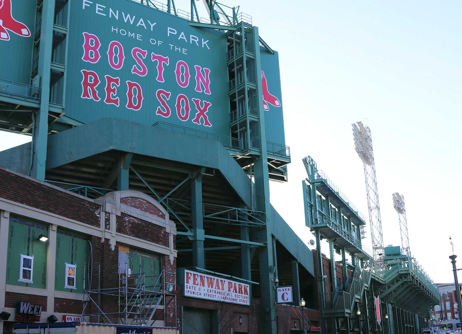Outfield wall at Fenway Park in Boston