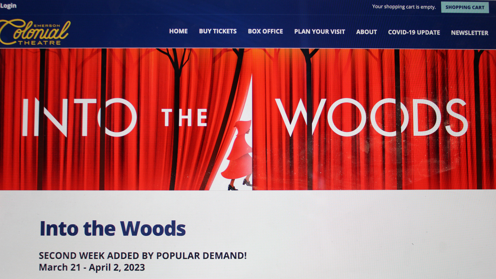 The website for Emerson Colonial Theatre’s “Into the Woods.”