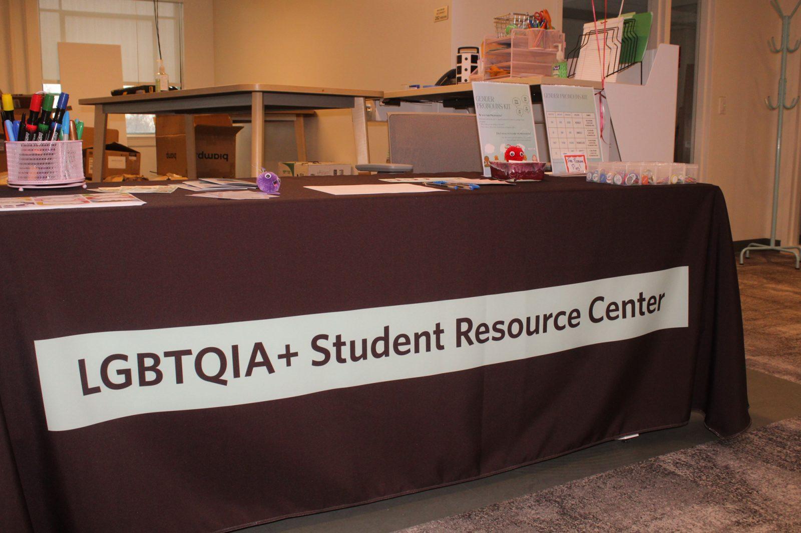 Resources for students at the LGBTQIA+ center on the second floor of 808 Commonwealth Ave. The resource center officially opened Jan. 22 following a report done by the Boston University Student Task Force encouraging BU to create a community space. ISABELLE OLAND/DFP PHOTOGRAPHER