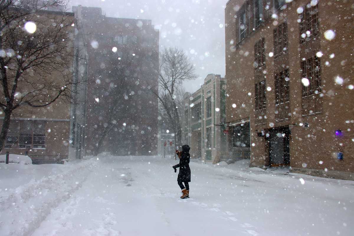 Boston University student out in blizzard
