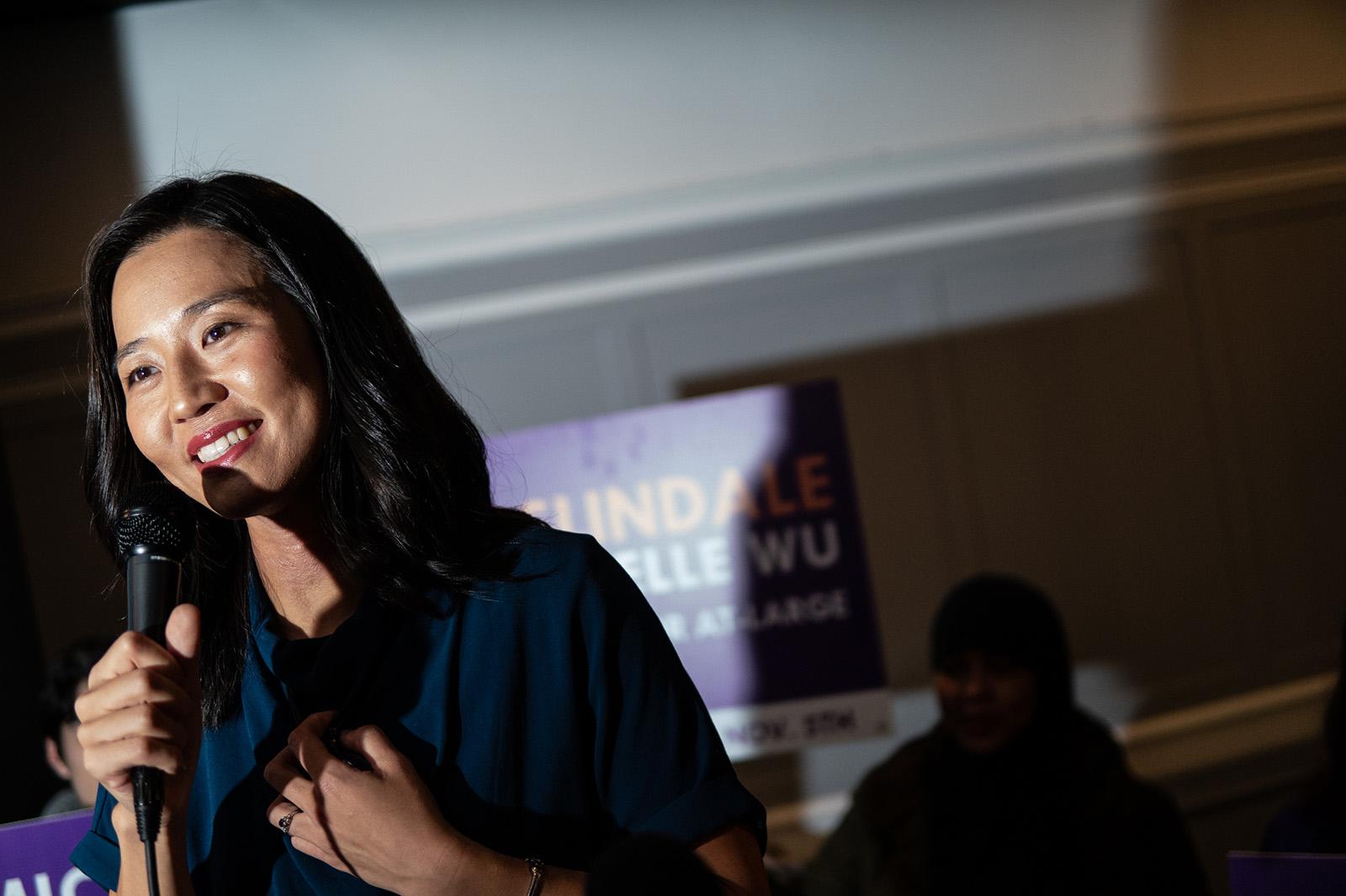 City Councilor At-Large and Mayoral Candidate Michelle Wu. Wu said Saturday she would address public health crises in Boston by assisting underserved, isolated communities if elected. SOPHIE PARK/ DFP FILE 