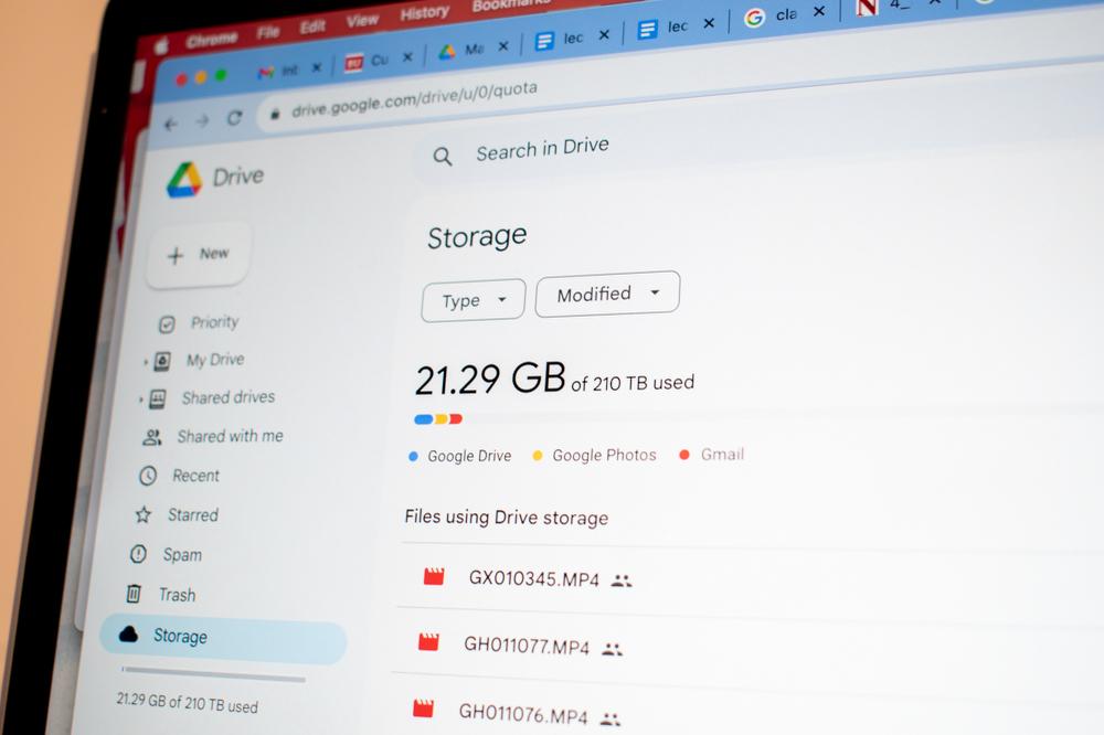 The storage page on a BU Google account. Boston University will institute a storage quota of 15GB early next year. MOLLY POTTER/DFP PHOTOGRAPHER