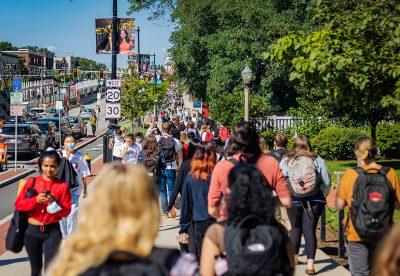 Students walking on Commonwealth Avenue