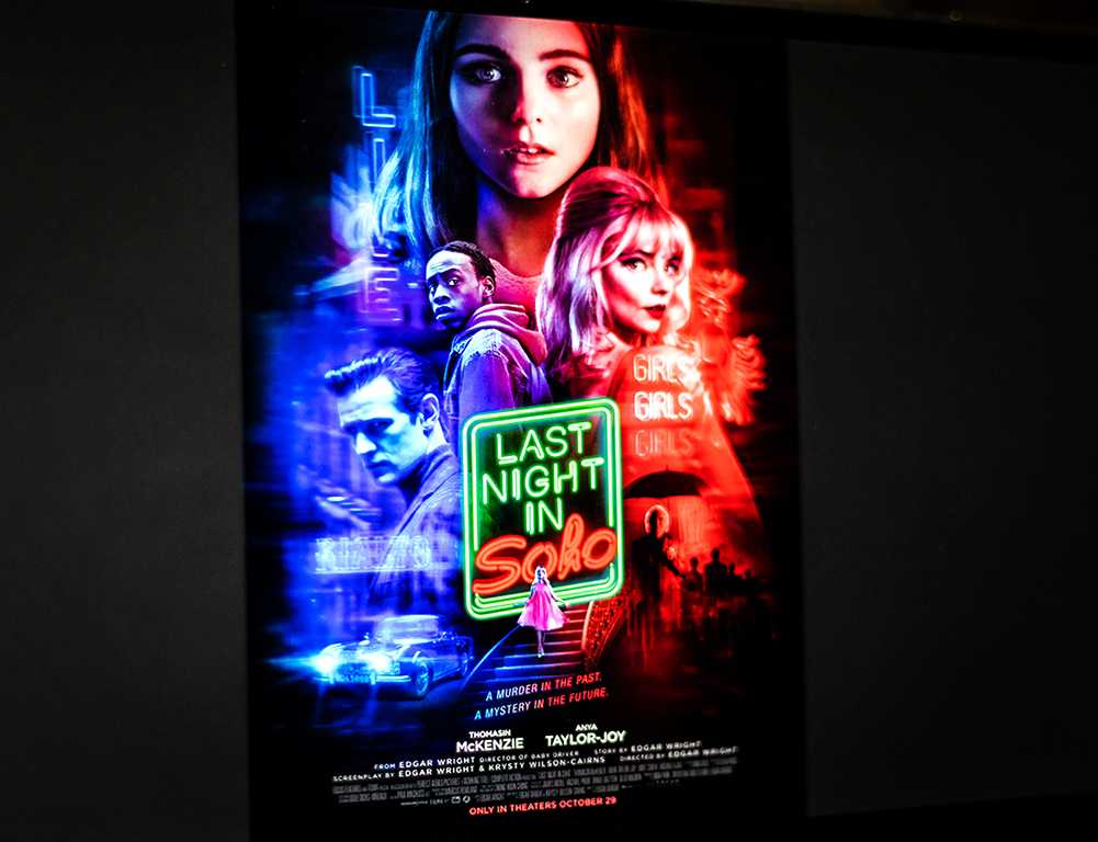A movie poster for “Last Night in Soho.” Andrew writes about how director Edgar Wright’s latest film is a thrill ride and visually stunning yet contains sequences that seem overdone and overly chaotic. ILLUSTRATION BY BAILEY SHEN/ DAILY FREE PRESS STAFF
