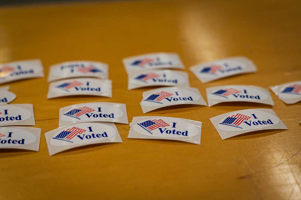 Several “I Voted” stickers. Bostonians will vote in the municipal elections this Tuesday. BAILEY SHEN/DFP FILE