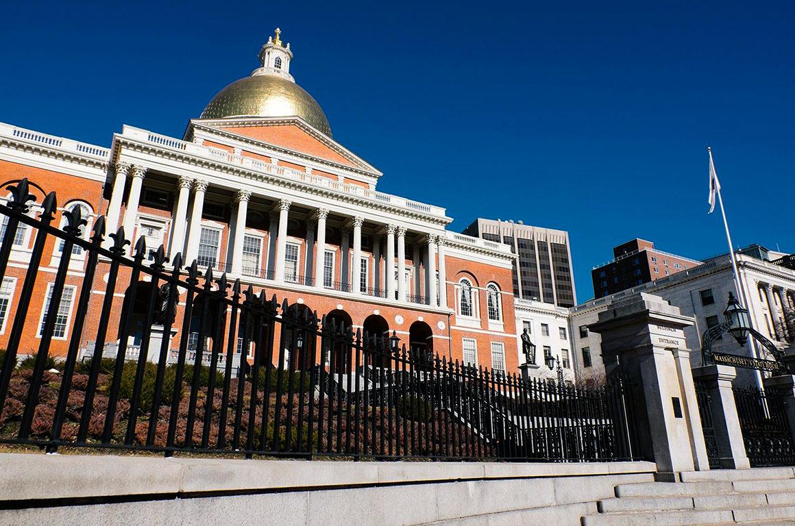 The Massachusetts State House in Boston. State advocates and policy makers have expressed both approval and concern for Governor Charlie Baker’s redistricting of the State Senate and House of Representatives. BRIAN SONG/ DFP FILE
