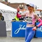 Anna Gruesen running the 127th Boston Marathon