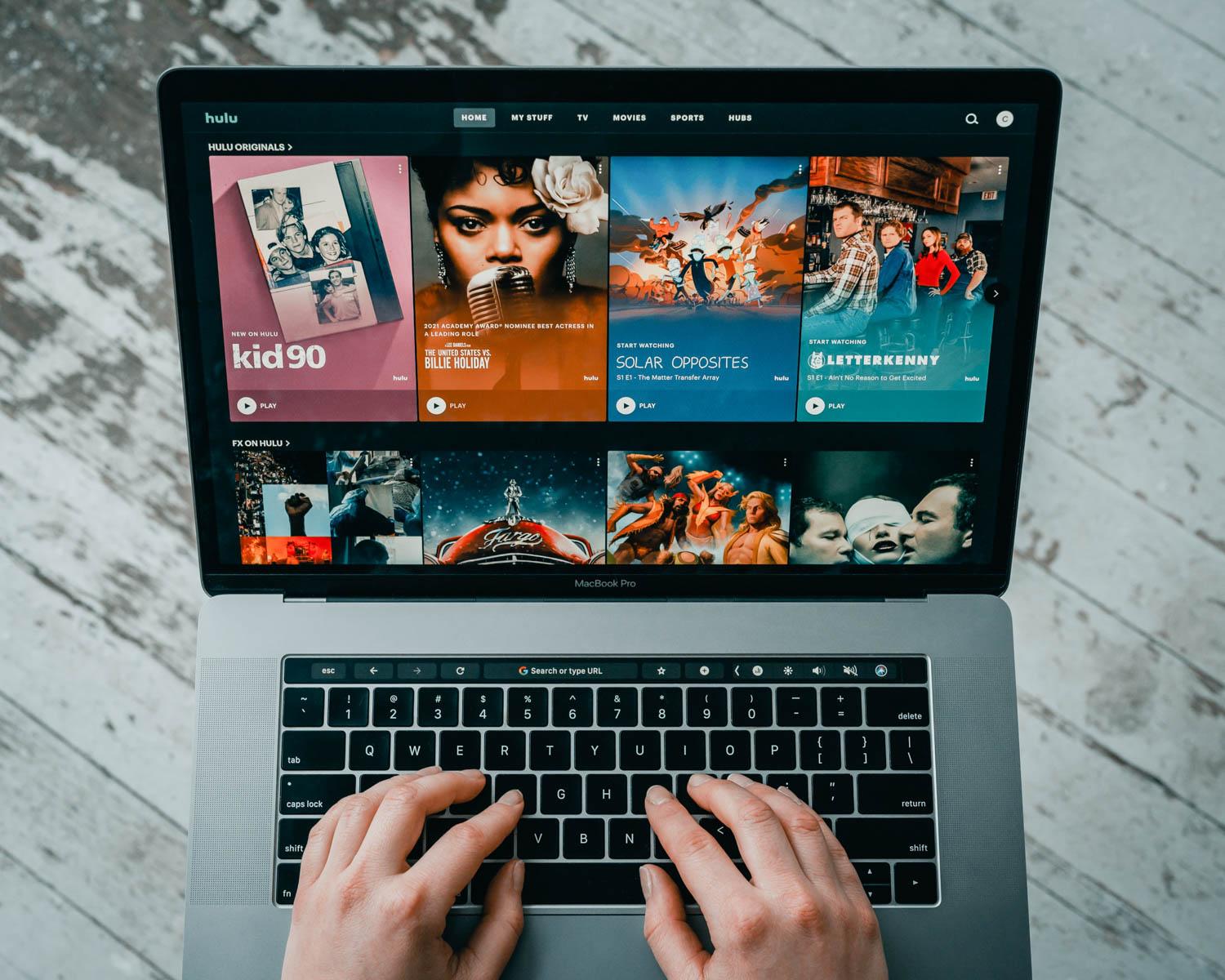 The Hulu interface on a laptop. Kendall ranks Hulu above streaming platform Netflix for balancing new and existing content without containing too much filler content. COURTESY OF TECH DAILY VIA UNSPLASH
