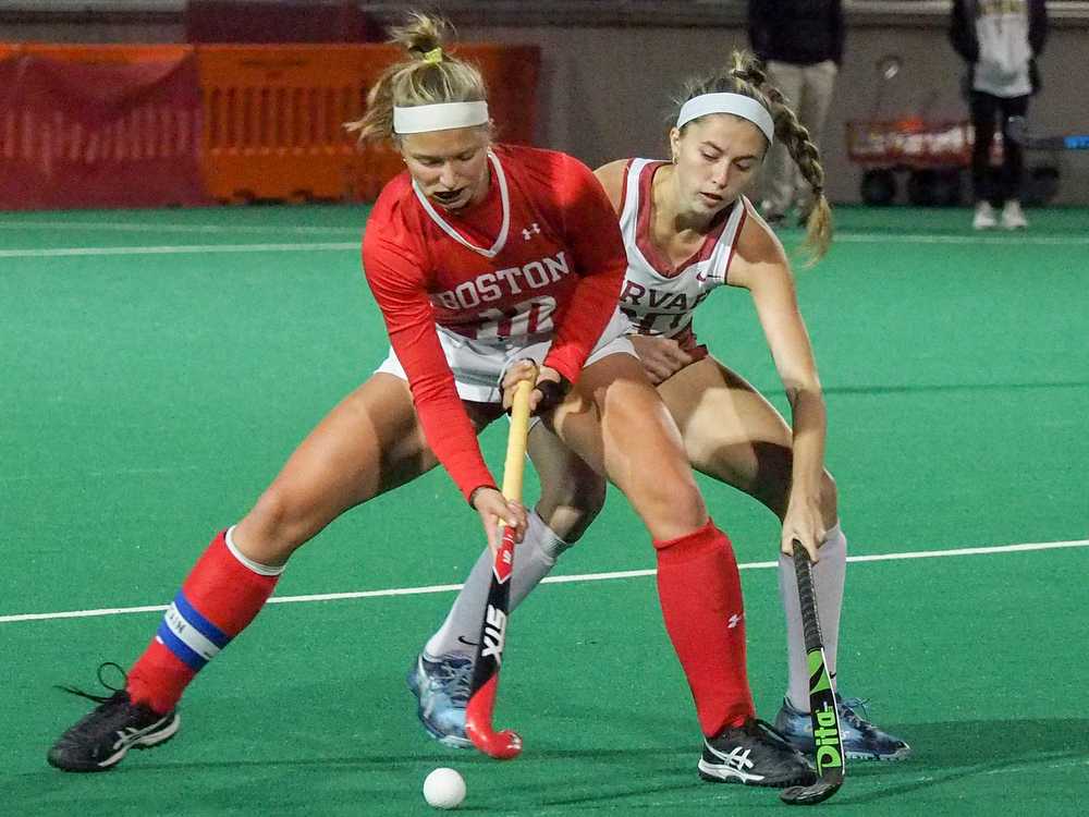 Defender Rachel Borzymowski plays during an Oct. 2021 game. BU women’s field hockey defeated Bucknell University 1-0 in a Patriot League semifinal on Nov. 3, 2022 to proceed to the conference championship. JEFF TEDI/DFP FILE
