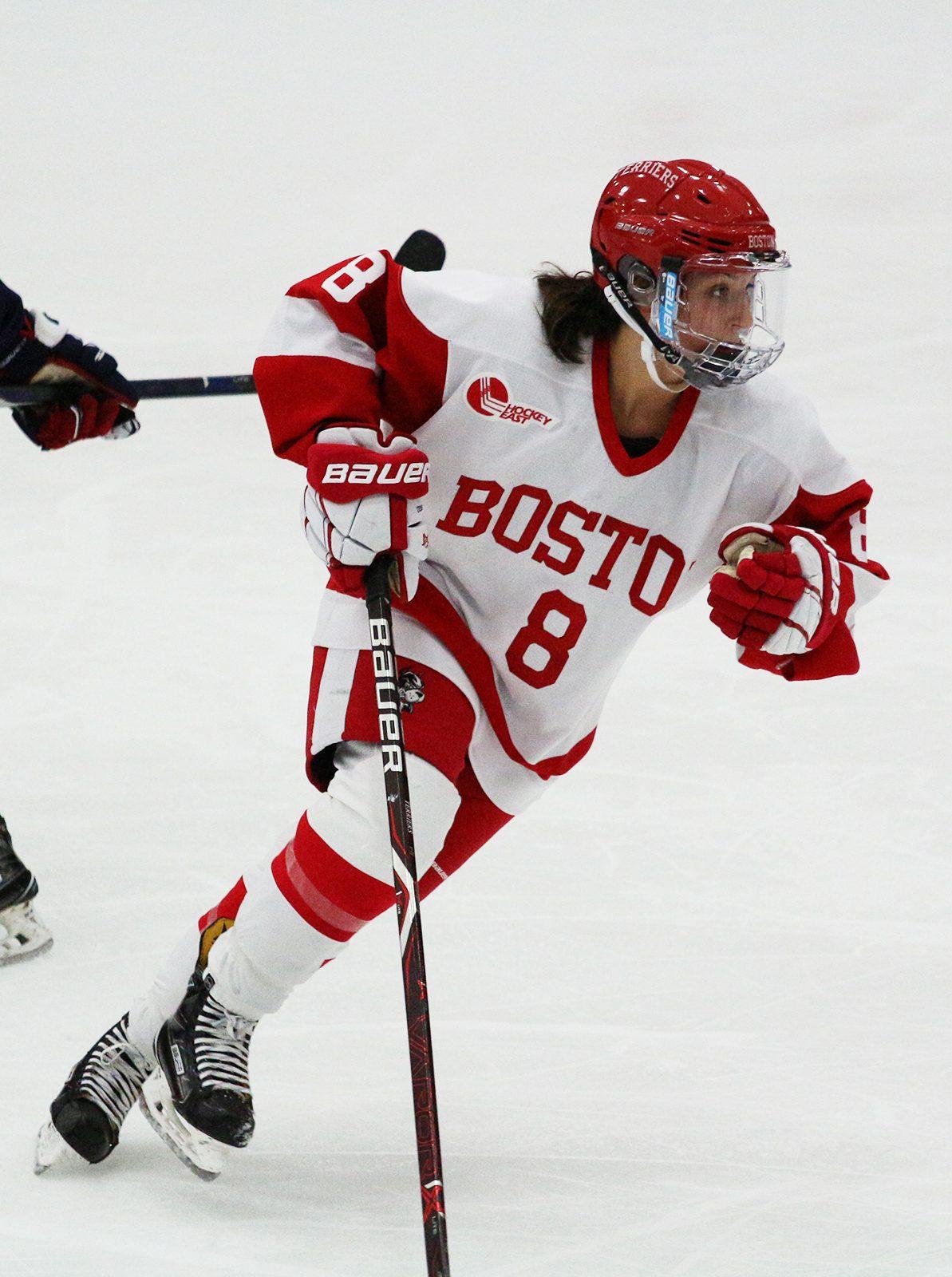 Senior Deziray De Sousa in an October 2018 game against the University of Connecticut. De Sousa scored the winning goal for BU in the game against New Hampshire University on Oct. 12. MADDIE EPPERSON/ DAILY FREE PRESS STAFF