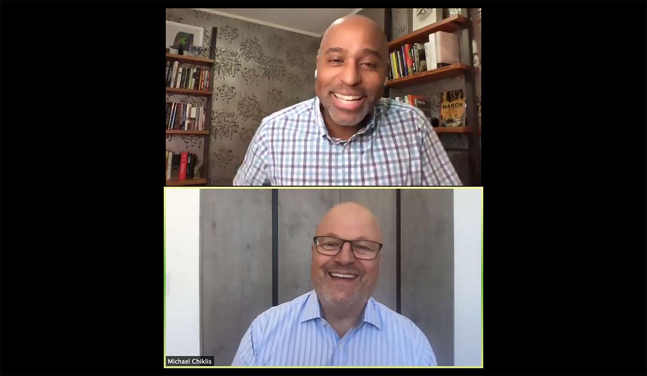 College of Fine Arts Dean Harvey Young hosted a virtual webinar with Boston University alumnus Michael Chiklis Thursday to discuss Chiklis’ new show “Coyote.” HANNAH YOSHINAGA/ DAILY FREE PRESS STAFF 
