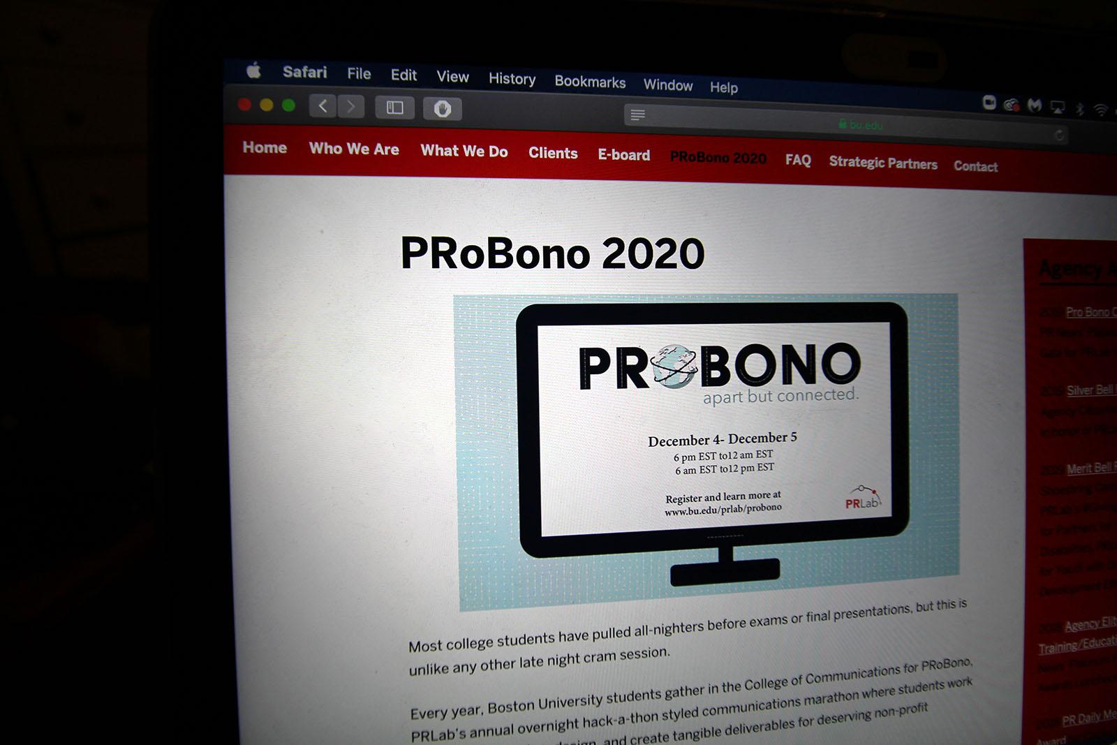 PRLab’s annual PRoBono event will be held virtually beginning Friday night, giving students the opportunity to create public relations materials for nonprofit organizations. ILLUSTRATION BY HANNAH YOSHINAGA/ DAILY FREE PRESS STAFF
