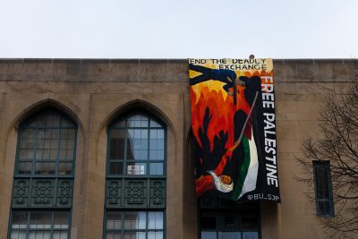 Palestine banner protest