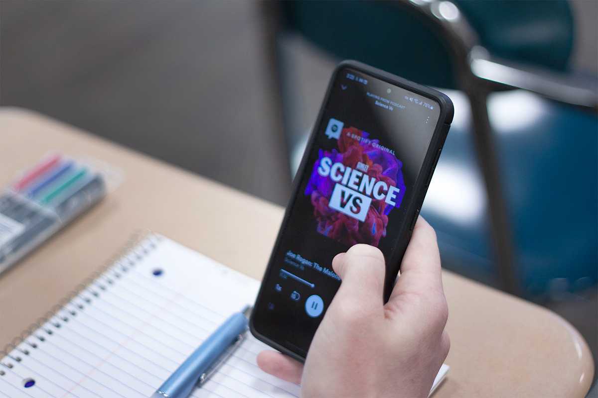 The podcast “Science Vs.” Bailey Clack calls herself “pro-podcasts” over music and explains why she likes the connection to podcasters and the niche community of listeners. COLIN BOYD/DFP STAFF