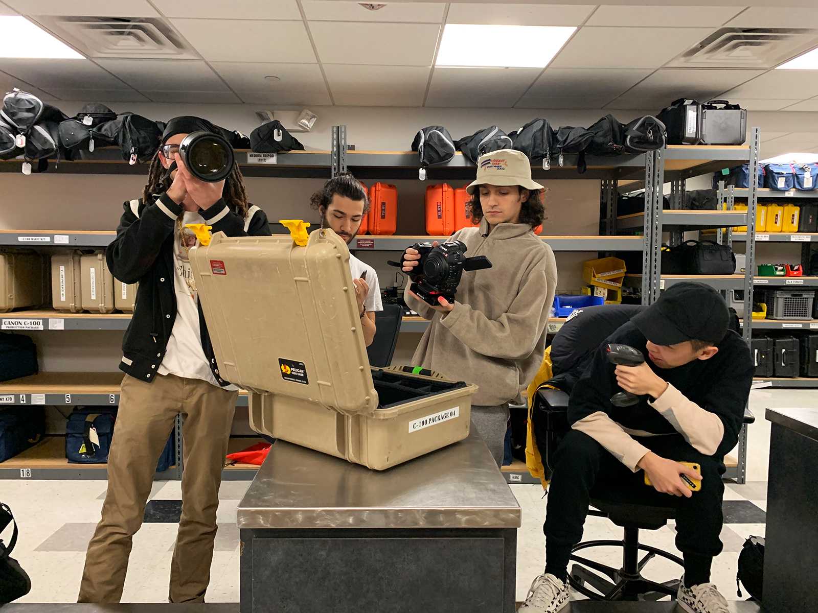 Staff members at Field Production Services handle film equipment. A recent crackdown on equipment rentals by the Department of Film and Television in Boston University’s College of Communication has provoked backlash among students. EMILY HARDY/ DAILY FREE PRESS STAFF