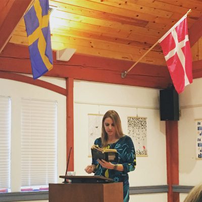 Erika Koss reads a chapter out of her book during a special preview event Saturday in Newton. PHOTO COURTESY KERRY LAVIN