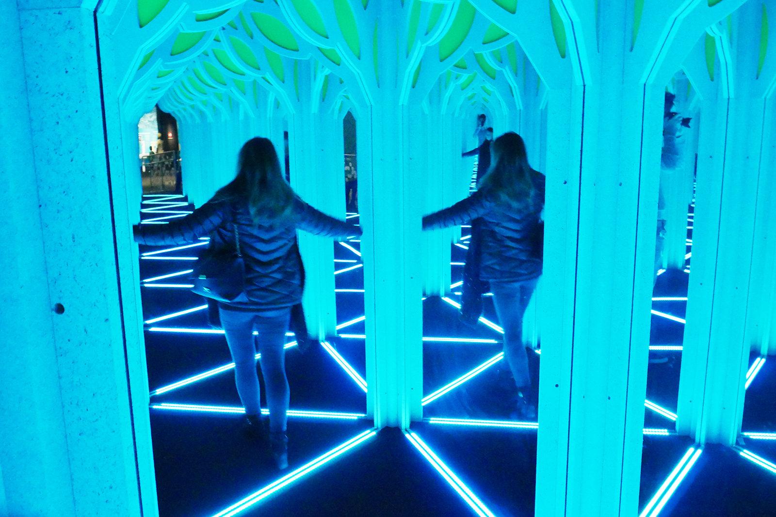 The “A Mirror Maze” exhibit is currently on view at the Museum of Science in Boston. PHOTO BY FELIX PHILLIPS/ DAILY FREE PRESS STAFF