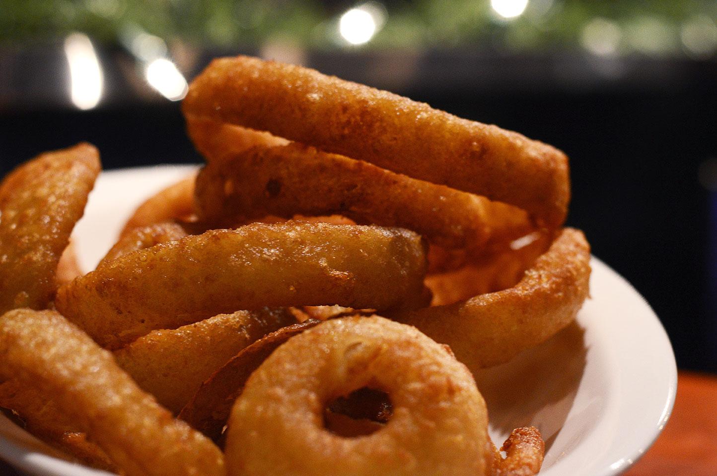 Onion rings from Boston Burger Company on Boylston Street. VIGUNTHAAN THARMARAJAH/ DAILY FREE PRESS STAFF