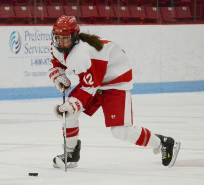 Sophomore forward Victoria Bach scored a hat trick against Merrimack College on Friday. PHOTO BY FALON MORAN/DFP FILE PHOTO