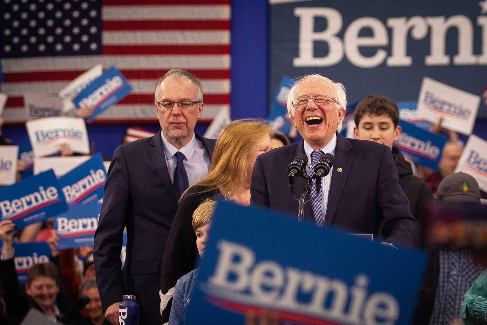 Vermont Sen. Bernie Sanders gives his victory speech to supporters Manchester, New Hampshire after winning his second New Hampshire primary. GABRIELA HUTCHINGS/ DAILY FREE PRESS STAFF