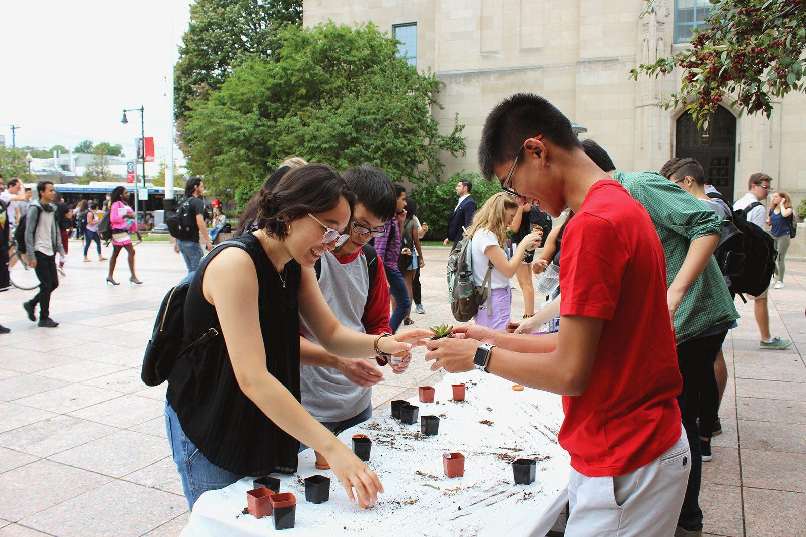 On Friday, Marsh Chapel gave out free succulents to Boston University students as part of the school’s Weeks of Welcome series. PHOTOS BY RACHEL SHARPLES AND JULIA MARUCA/ DAILY FREE PRESS STAFF