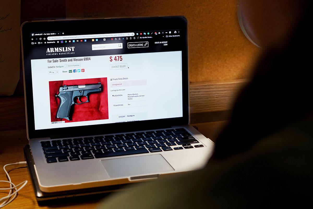 Armslist, an online gun marketplace, is the subject of a new lawsuit brought forward by Boston Police officer Kurt Stokinger. ILLUSTRATION BY SERENA YU/ DAILY FREE PRESS STAFF