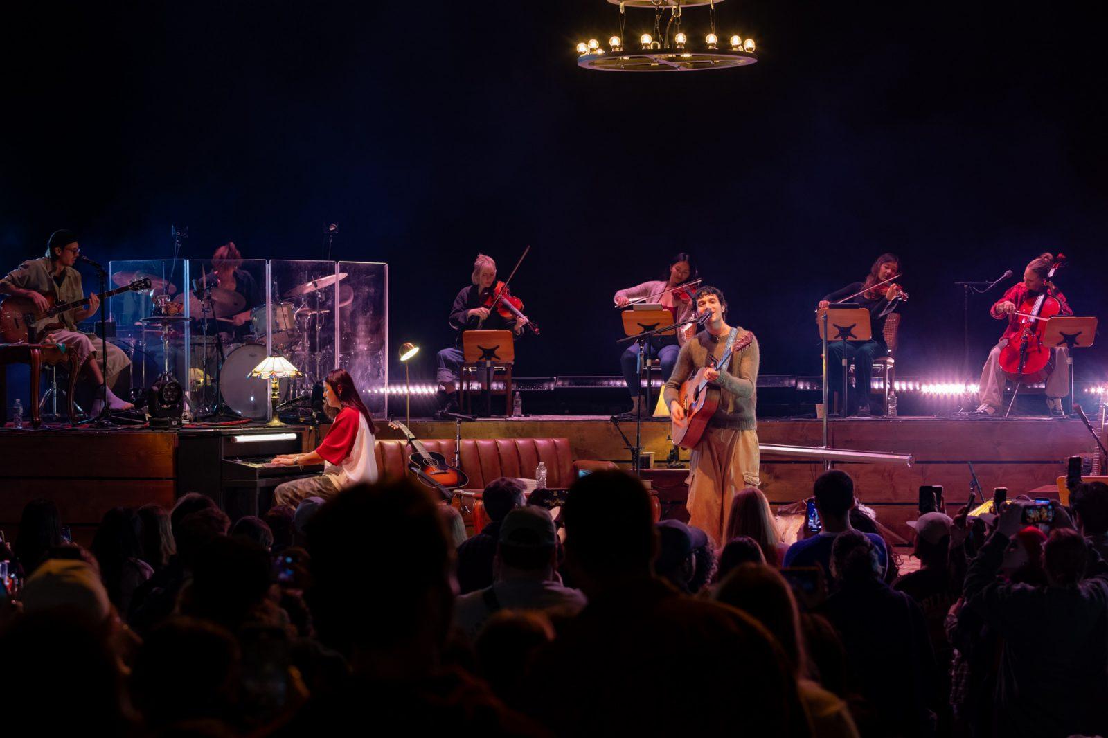 Chelsea Cutler and Jeremy Zucker performing together at the Boch Center Wang Theatre.