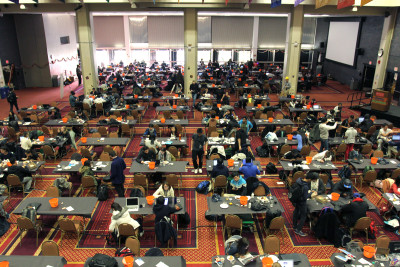 Boston University hosted hackathon "Boston Hacks" from Oct. 31 to Nov. 1 in the George Sherman Union's Metcalf Hall. PHOTO BY JOHNNY LIU/DAILY FREE PRESS STAFF