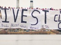 students demonstrate for divestment at boston universities