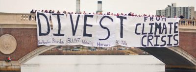 students demonstrate for divestment at boston universities