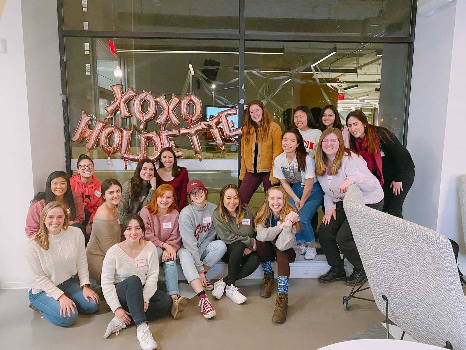 Boston University student Sarah Greisdorf, first from top left, is the founder and CEO of Holdette, a start-up that manufactures women’s clothing with pockets. COURTESY SARAH GREISDORF
