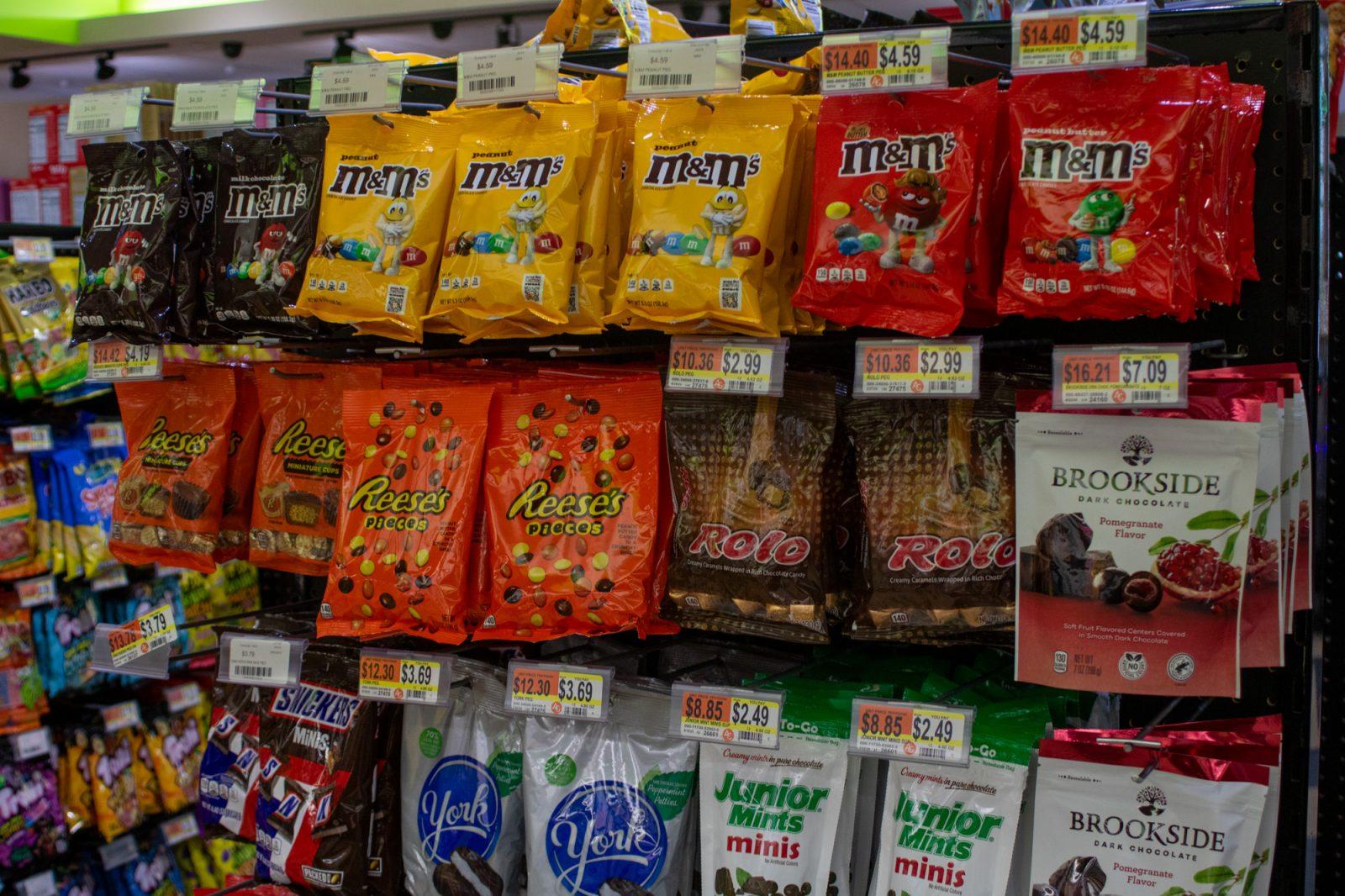 Candy for sale in the City Convenience under Warren Towers. Governor Maura Healey proposed removing candy from the Massachusetts sales-tax exemption list to increase the general state fund. HOLLY GUSTAVSEN/DFP PHOTOGRAPHER 
