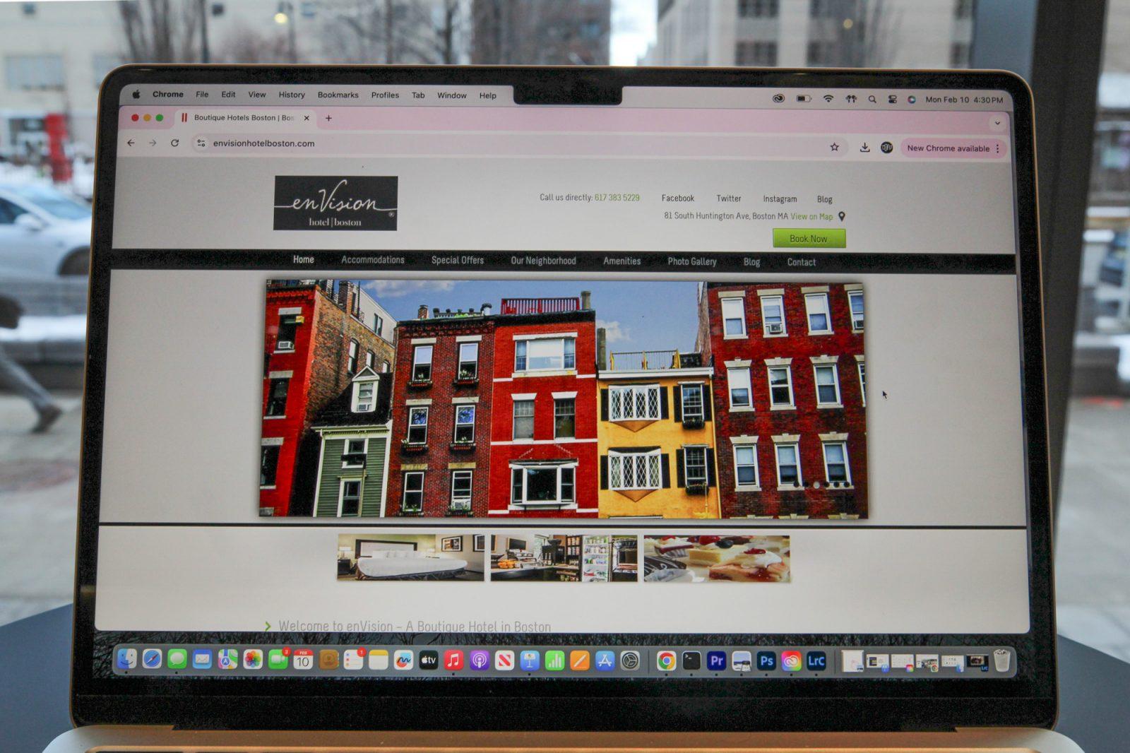 EnVision Hotel Boston website home page. Mayor Wu announced the acquisition of enVision Hotel Jan. 30, a homeless shelter that has been operated by Victory Programs Inc. since November 2021. SARAH CRUZ/DFP PHOTOGRAPHER 