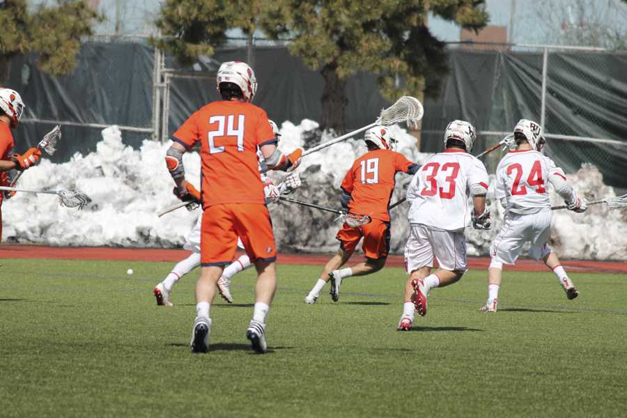 Senior attack Ryan Hilburn tallied one goal, one ground ball and two shots in BU's win against Dartmouth Tuesday night. PHOTO BY ABIGAIL FREEMAN/ DFP FILE PHOTO