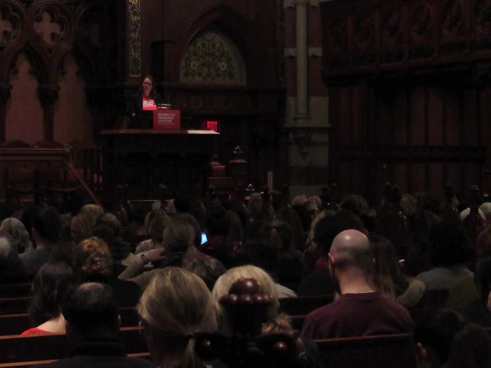 The Boston meeting of Moms Demand Action on March 8. PHOTO BY BRICEN STANDISH/ DAILY FREE PRESS STAFF
