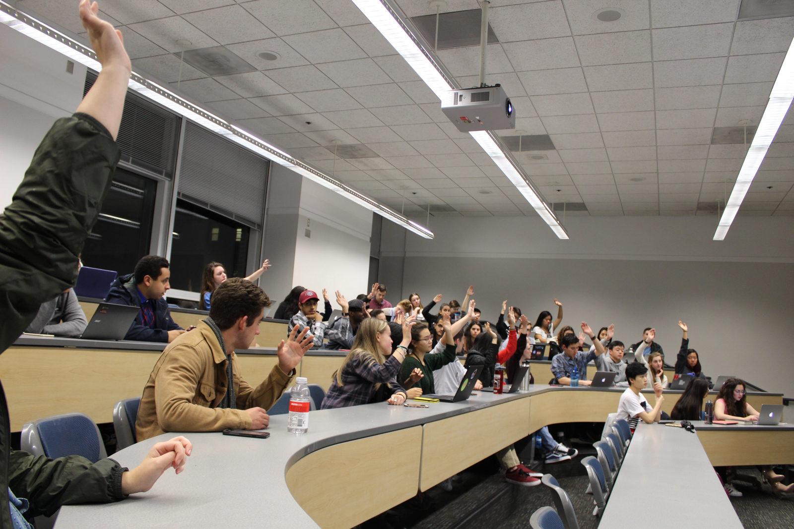 Student Government discusses the possibility of disbanding several standing committees at their meeting Monday night. PHOTO BY RACHEL SHARPLES/ DAILY FREE PRESS STAFF