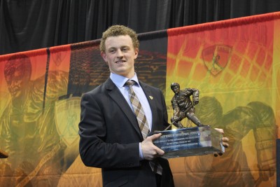 Jack Eichel is the third BU player in program history to win the Hobey Baker Award. PHOTO BY SARAH KIRKPATRICK/DAILY FREE PRESS STAFF