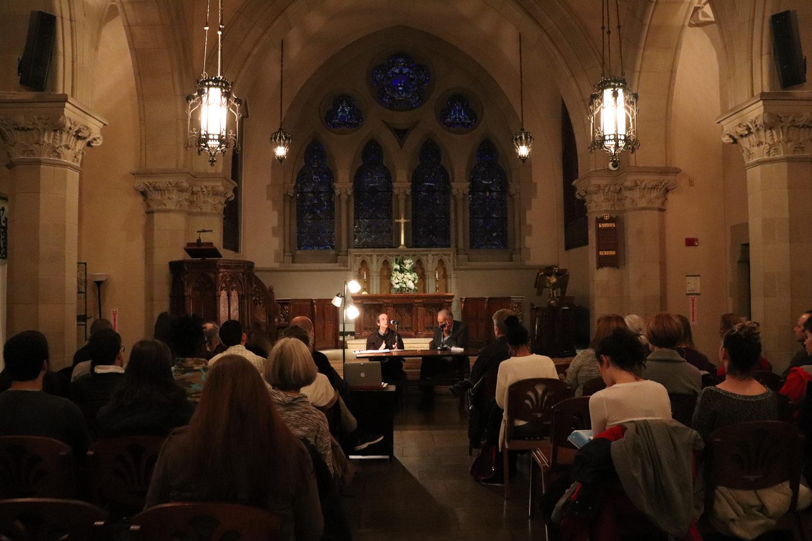 Ralph Nader attends "Trumping Trump: New Waves and Directions for Resistance" Wednesday afternoon at the Old South Church. PHOTO BY MEGHANA PATNANA/ DAILY FREE PRESS STAFF