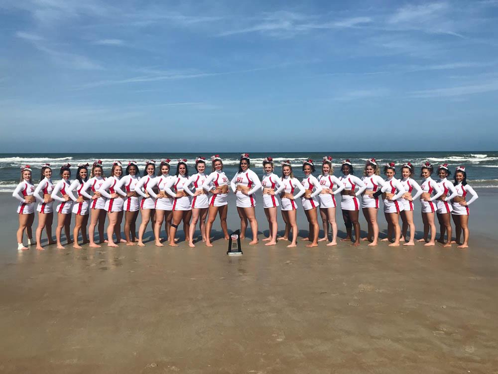 The BU Cheerleading Team poses for a photo in Daytona Beach, FL. BU Cheerleading placed fourth at the 2018 National Cheerleaders Association Collegiate Cheer and Dance Championship on April 7. PHOTO COURTESY AMANDA ALON