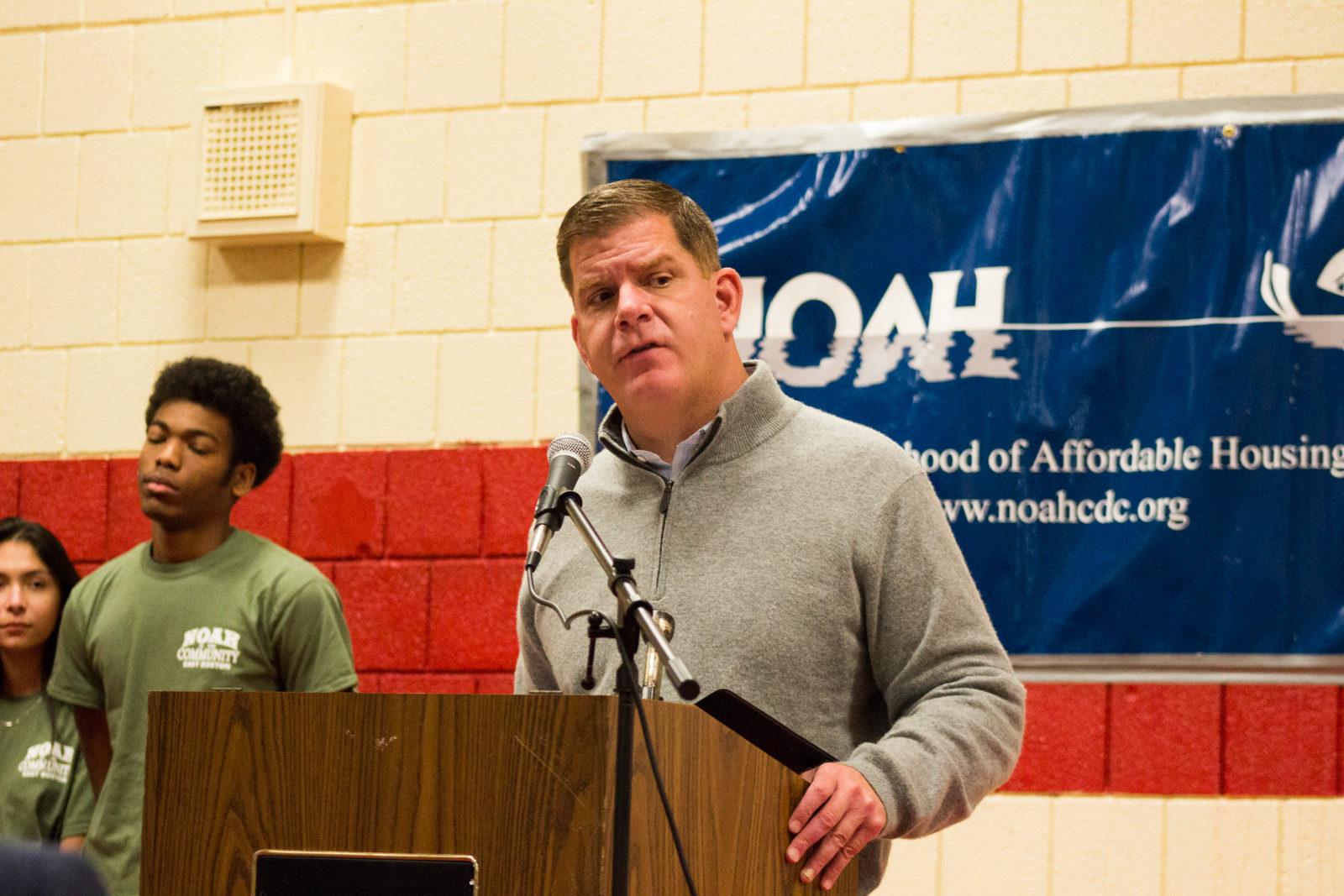 The Neighborhood of Affordable Housing hosts the East Boston Climate Summit Saturday at Mario Umana Academy featuring Mayor Martin Walsh and U.S. Sen. Ed Markey. PHOTO BY JENNA MANTO/ DAILY FREE PRESS STAFF