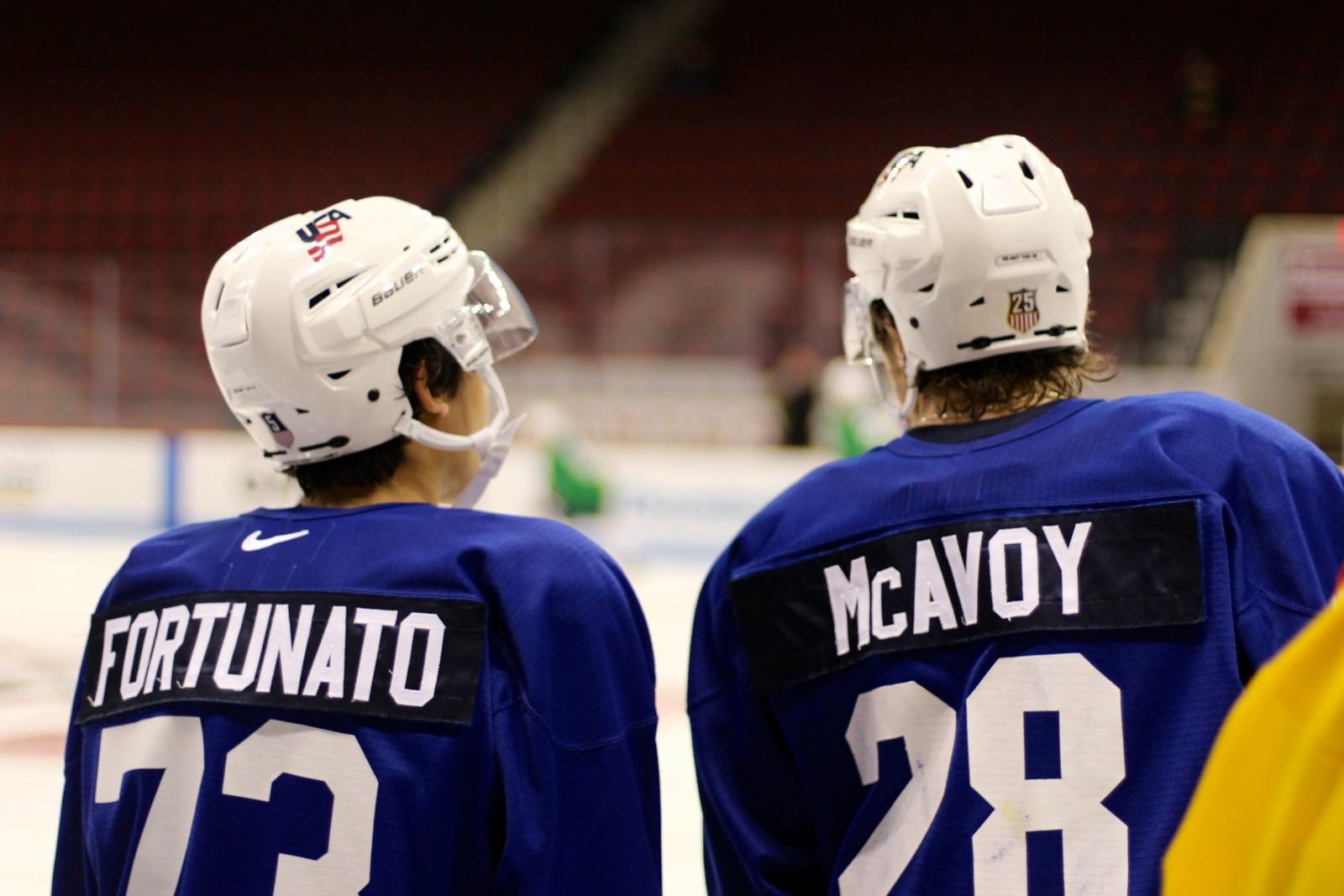 Sophomore Brandon Fortunato and freshman Charlie McAvoy are currently a part of the USA National Team's preliminary roster. PHOTO BY JONATHAN SIGAL