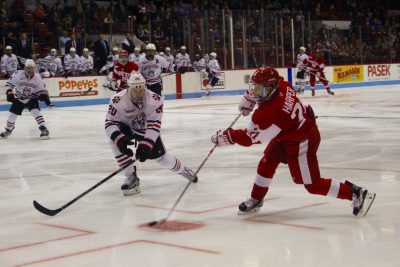 Freshman forward Patrick Harper registered an assist, extending his point streak to six games. PHOTO BY JONATHAN SIGAL/DAILY FREE PRESS